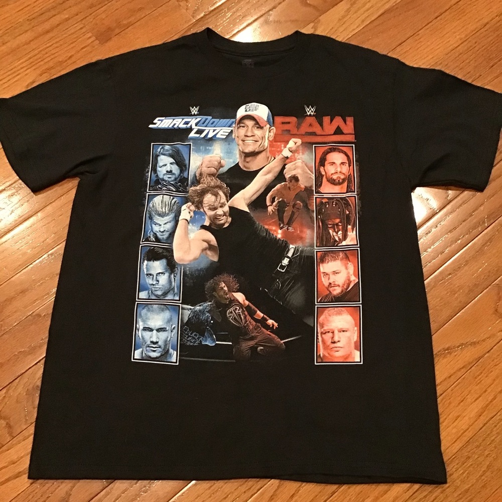 WWE RAW VS SMACKDOWN T Shirt Black - Cena Kane Orton Roman Reigns Lesnar 2017